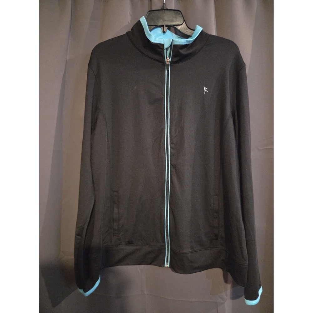 Danskin Now Women's XL Black And Blue Zip Up Jacket Athleisure